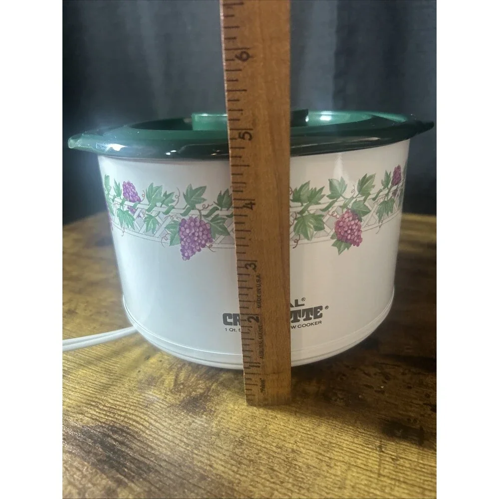 Rival Crock-Ette White & Green Stoneware Slow Cooker with Grape Vine Design